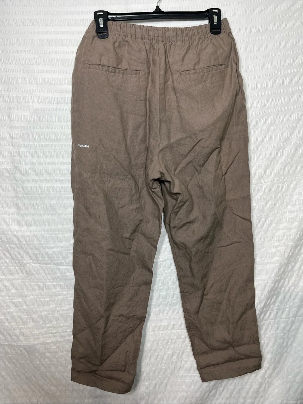 Pangaia Garterized Drawstring Track Pants in Brown Linen Size Medium